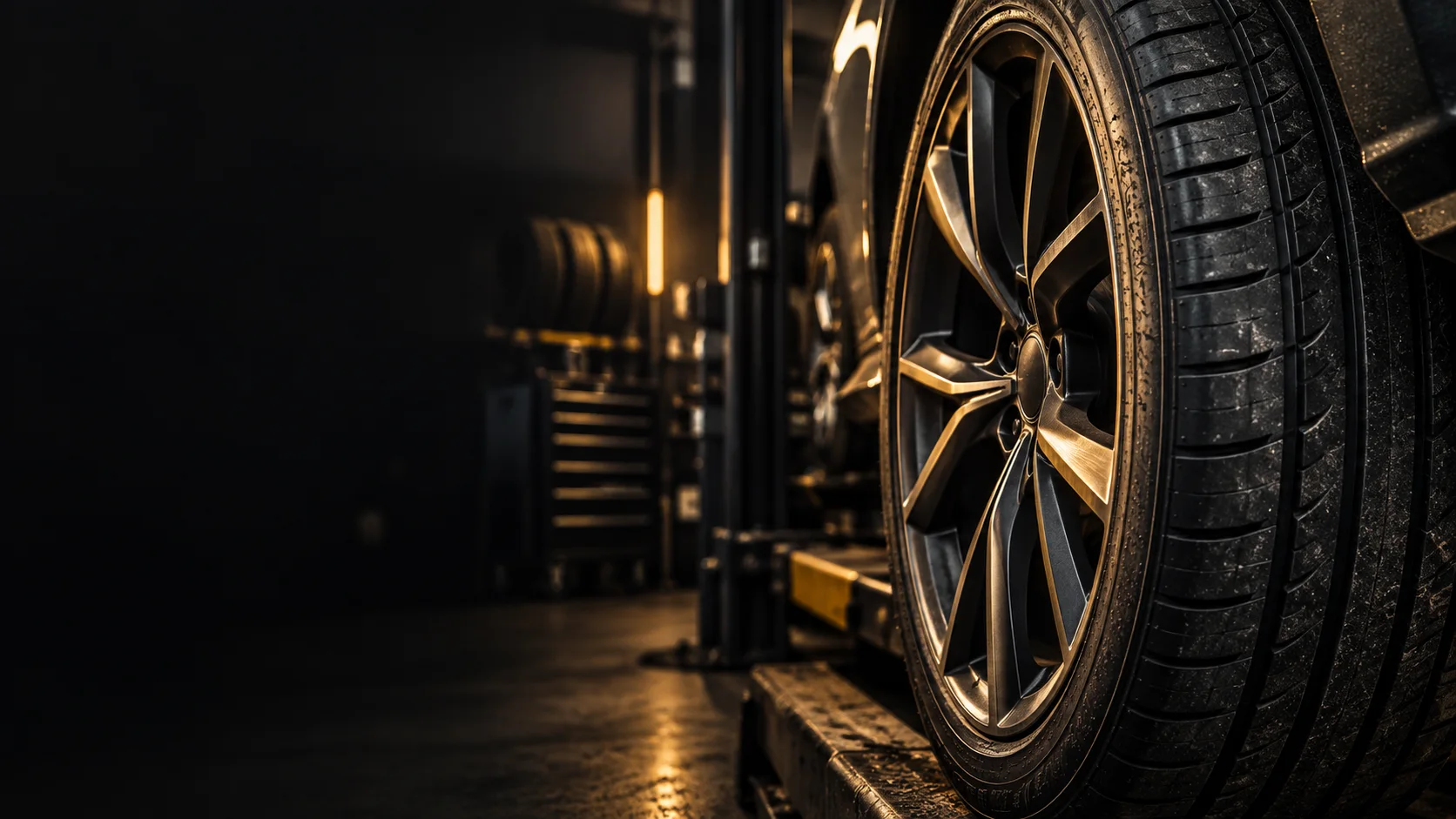 Imagem ilustrativa de pneus e serviços automotivos